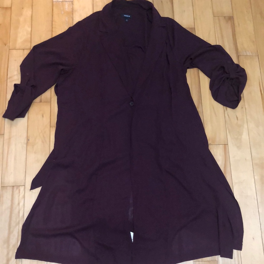 Kensie Women's Longline Open Front Cardigan - Burgundy
